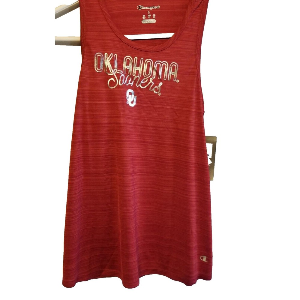 Champion Oklahoma Sooners Tank Top Women Shirt Large Red Spell Out Logo